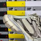 Off-white Balenciaga unisex sneakers quarter view with black logo stripe