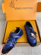 Louis Vuitton unisex sneakers, blue textured panels with black toe caps and laces