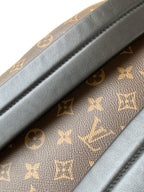 Louis Vuitton monogram backpack top edge with smooth black leather trim
