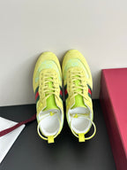 Women's Gucci lace-up sneakers in lime yellow with lace eyelets and white interior