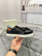 Burberry low-top sneakers, black leather with velcro strap and white sole