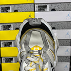 Balenciaga unisex sneakers heel and tongue, light gray mesh with yellow lining accents