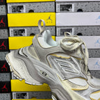 Balenciaga unisex sneakers, metallic silver upper with lace-up top and gold details