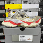 Balenciaga Air sneaker, silver and beige upper with red trim, lace-up on box
