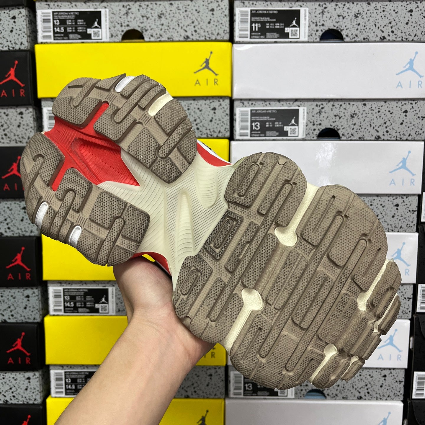 Balenciaga Air sneaker outsole, textured traction tread in dark beige
