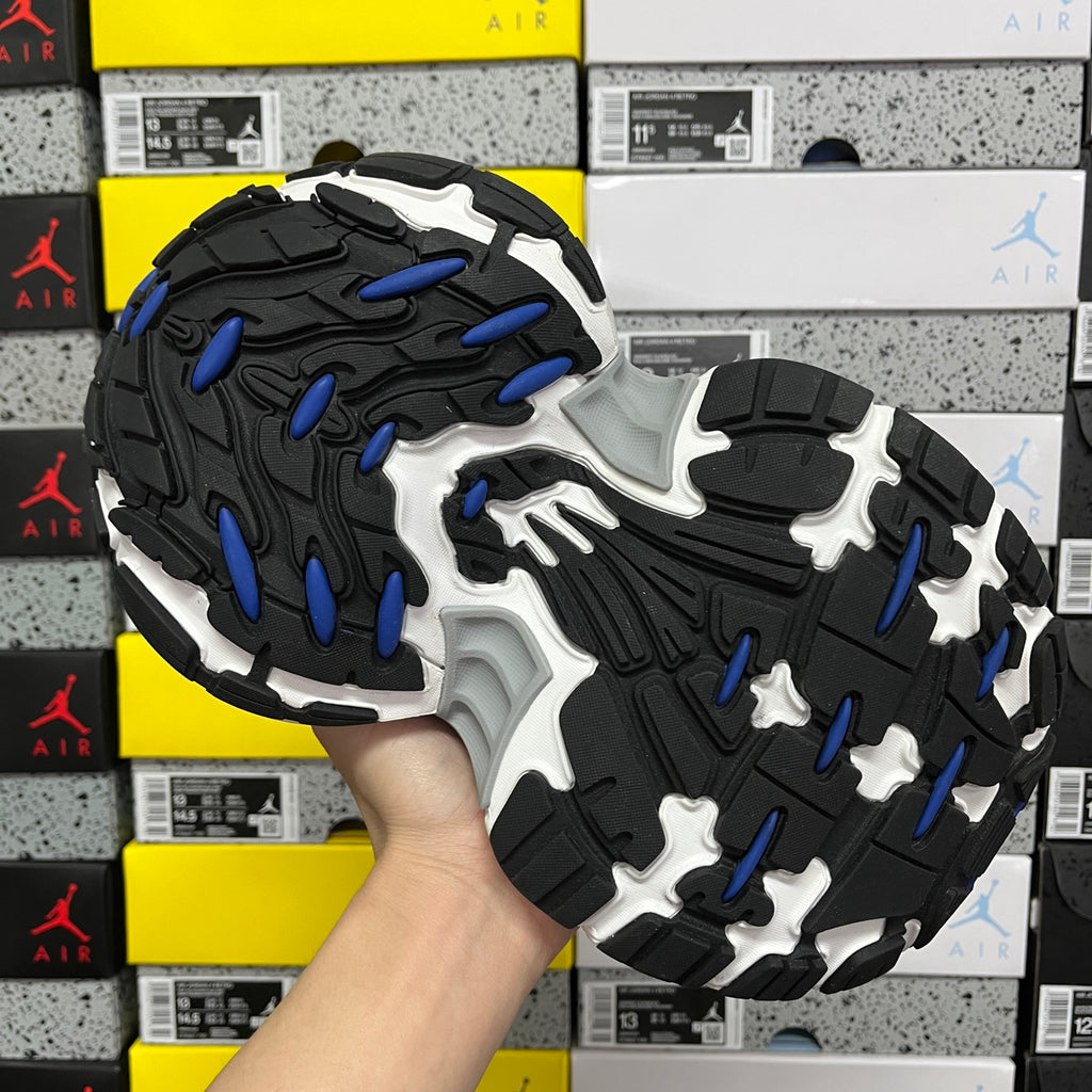 Balenciaga unisex sneakers outsole in black with blue accents and white traction lugs