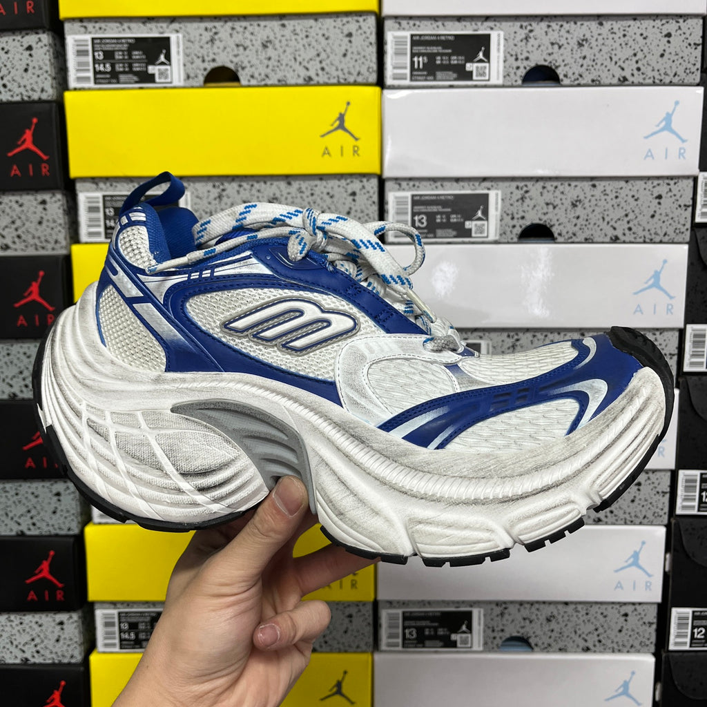 Balenciaga unisex sneakers in blue and white with lace-up front and chunky sole
