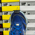 Balenciaga lace-up sneakers, top view of blue tongue and laces with size label