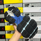 Balenciaga sneakers outsole view, black tread with light blue sole edge