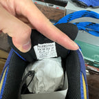 Balenciaga shoe size label inside collar, blue upper with printed size text