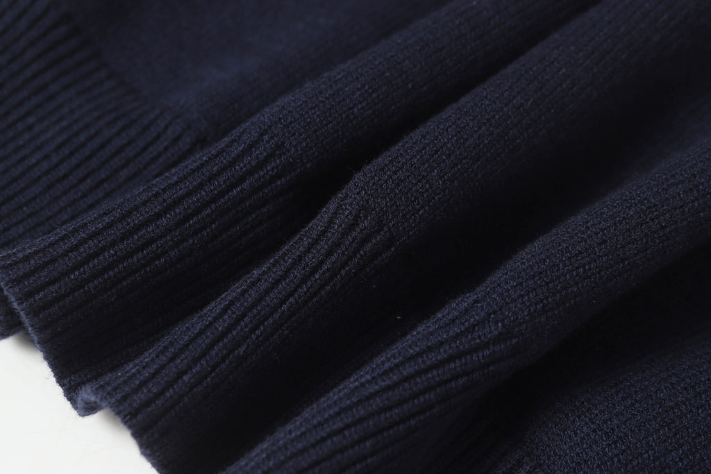 Ribbed knit fabric in dark navy