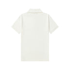 White polo shirt with split collar and short sleeves