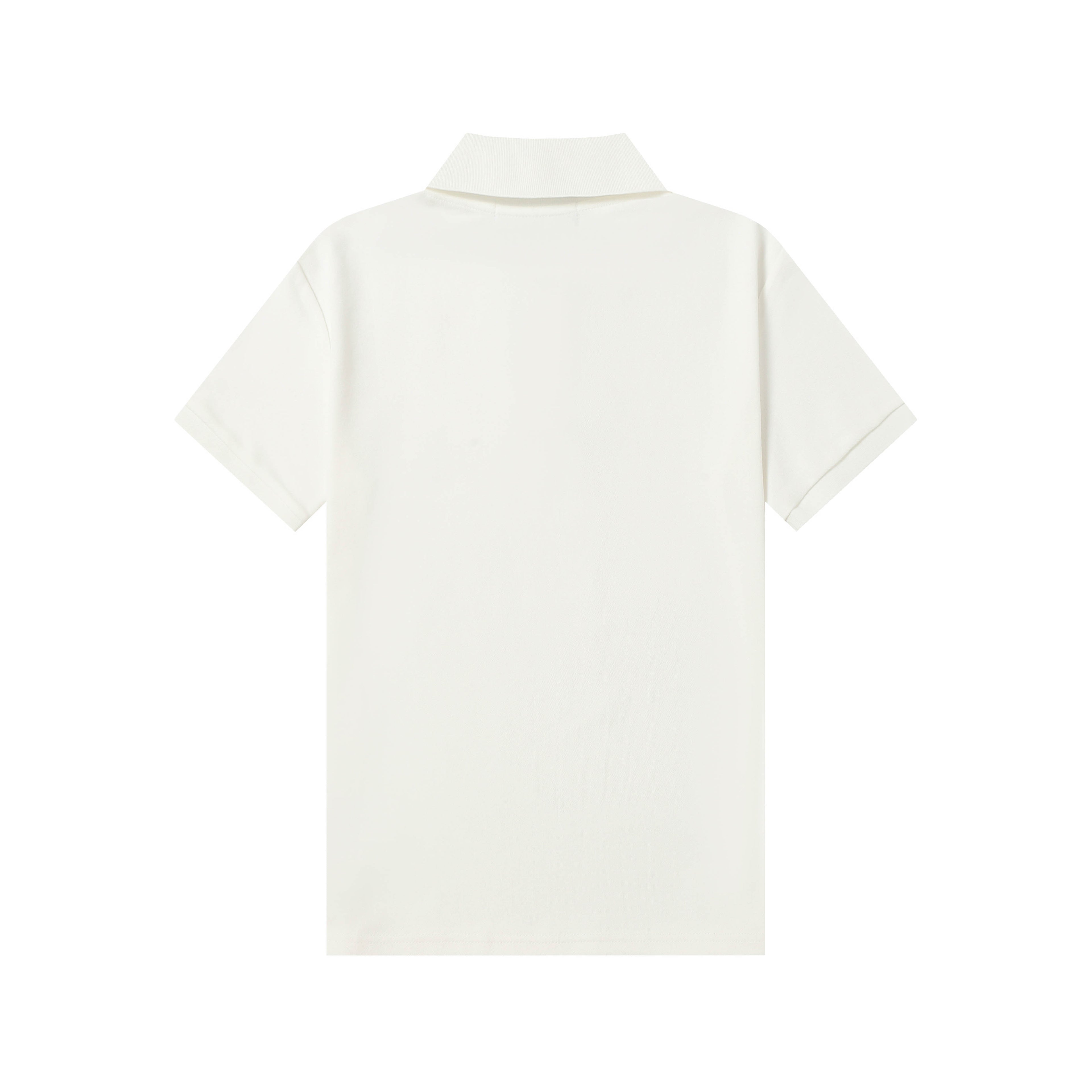 White polo shirt with split collar and short sleeves