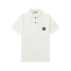 Stone Island white polo shirt, button placket and short sleeves