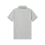Light gray short-sleeve polo shirt, back view