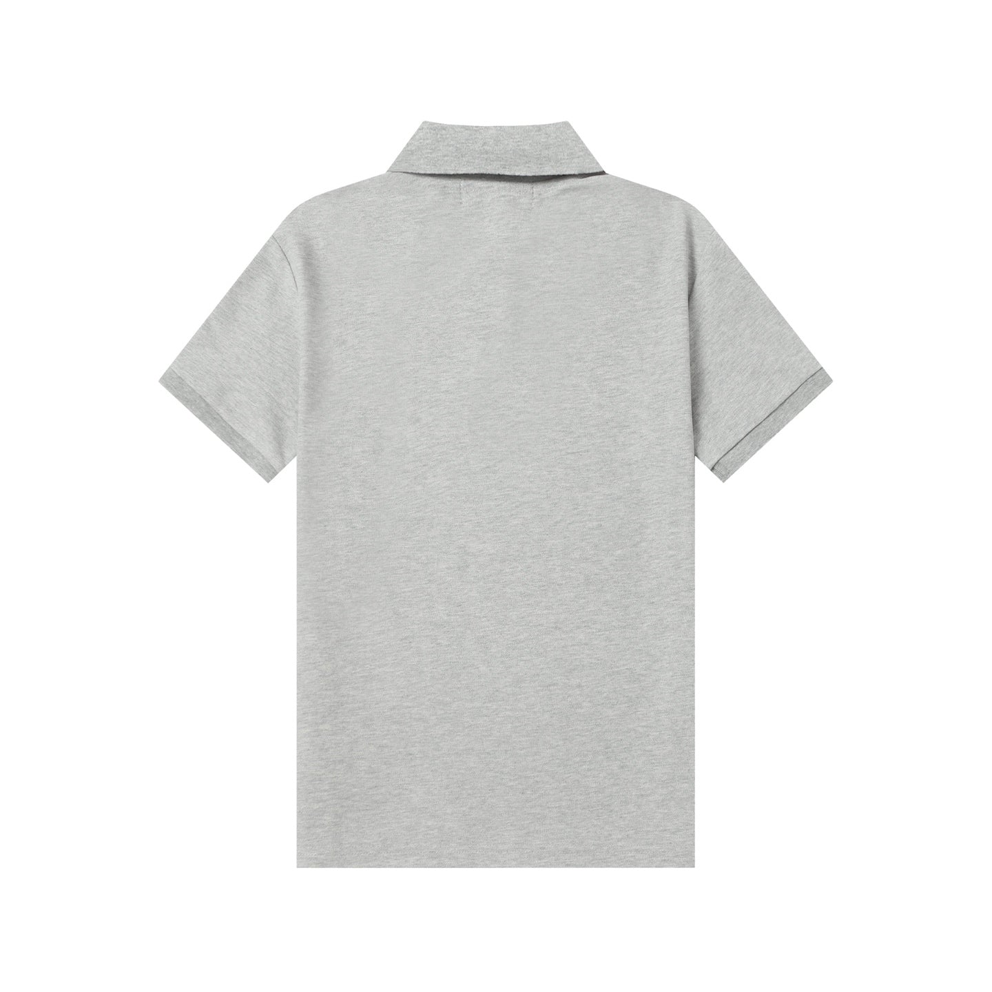Light gray short-sleeve polo shirt, back view
