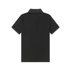 Black polo shirt back view with short sleeves