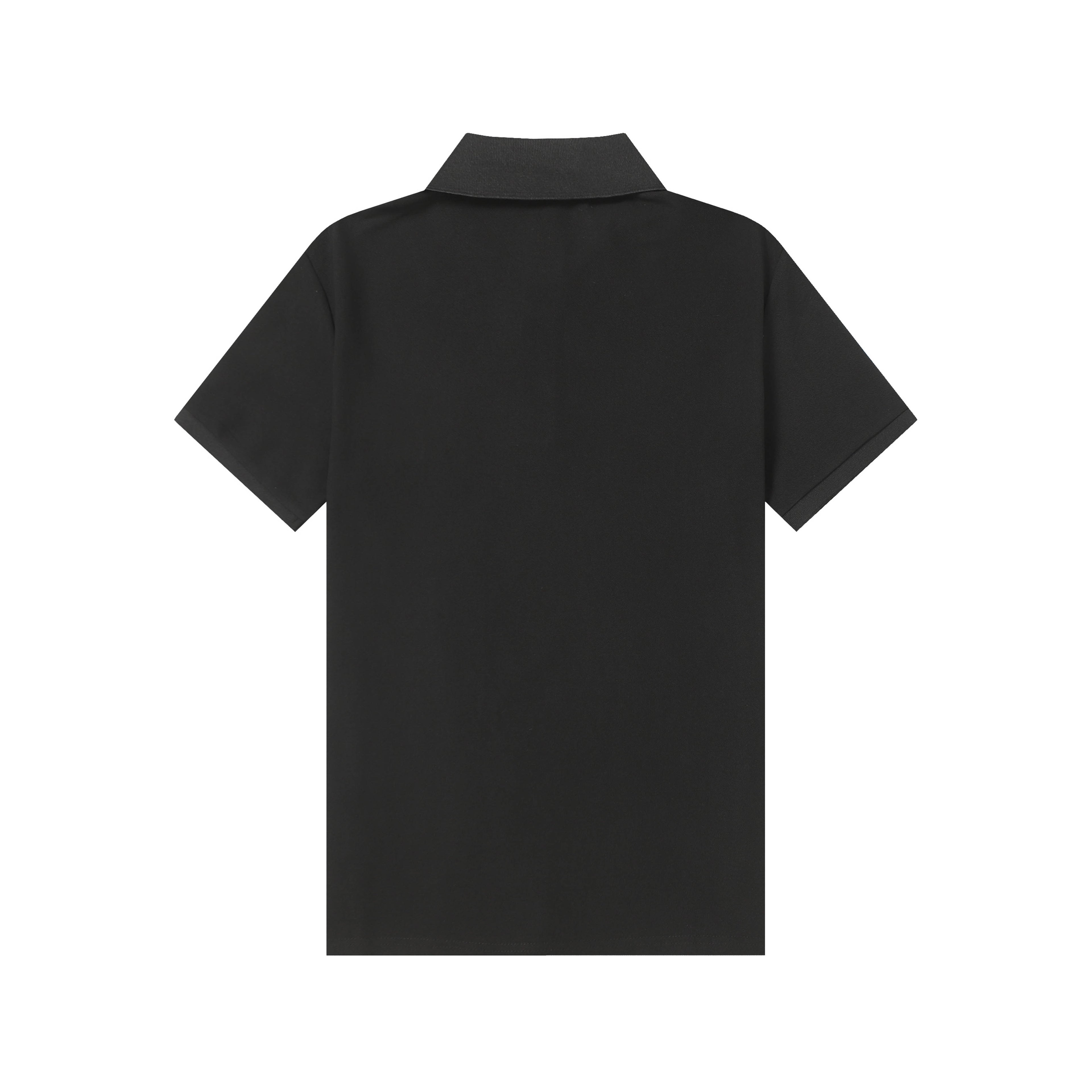 Black polo shirt back view with short sleeves