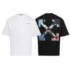 Off-White two T-shirts: white plain tee and black graphic X tee