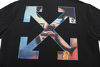 Off-White black T-shirt with large multicolor graphic X on the back