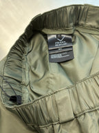 Olive cargo shorts with inner PRADA RE-NYLON label and woven lining