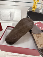 Gucci slide sandals outsole with geometric tread pattern