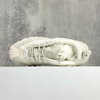 Moncler white lace-up sneaker, side profile with padded collar and laces