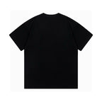 Black crewneck T-shirt with short sleeves, plain back
