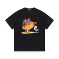 Black Gucci short-sleeve T-shirt with colorful character graphic on the front