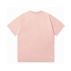 Pink short-sleeve T-shirt back view, plain with round crew neck
