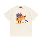 Gucci short-sleeve T-shirt in cream with colorful cartoon graphic on the chest