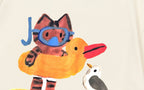 Gucci short-sleeve T-shirt cream with close-up colorful cartoon chest graphic