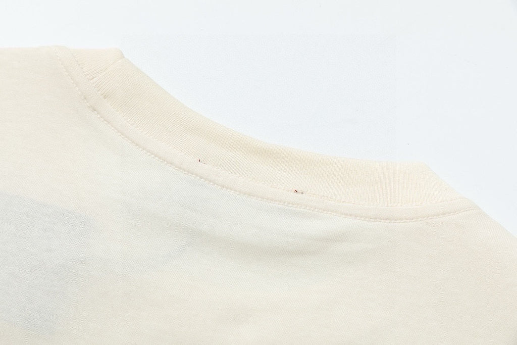 Gucci cream T-shirt crew neck with ribbed trim