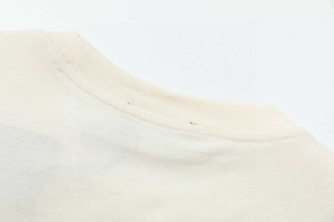 Gucci cream T-shirt crew neck with ribbed trim