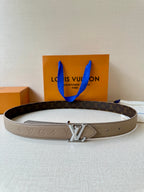 Louis Vuitton beige monogram belt with gold-tone LV buckle