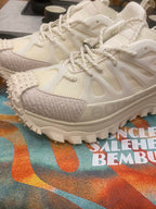 Moncler luxury shoes white lace-up sneakers with textured toe panel and rugged sole