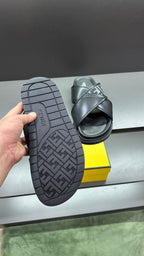 Fendi rubber outsole for slide sandals, patterned tread, black