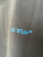 Off-White logo print on dark T-shirt fabric