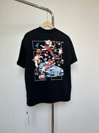 Off-White dark T-shirt with large back graphic collage print