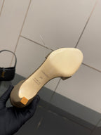 Light gray sandal outsole with size marking on the heel bottom.