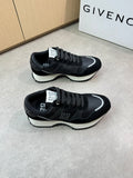Givenchy black lace-up sneakers with Greek-key logo panels and white midsole