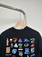 Off-White black short-sleeve T-shirt with colorful character and icon graphic design
