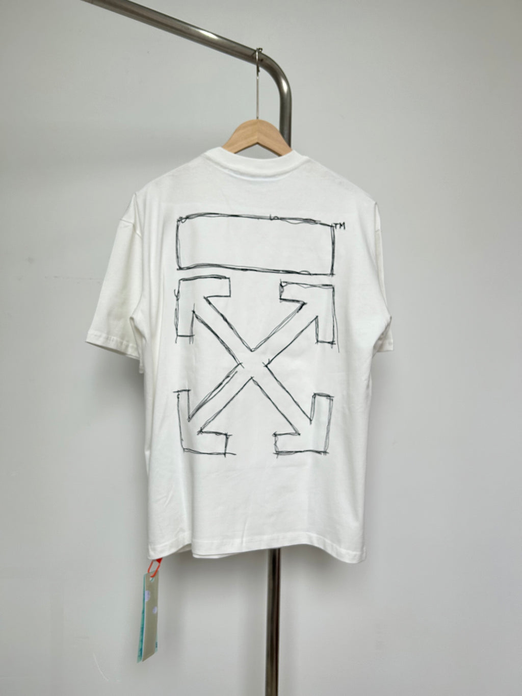 Off-white T-shirt with large back graphic X design