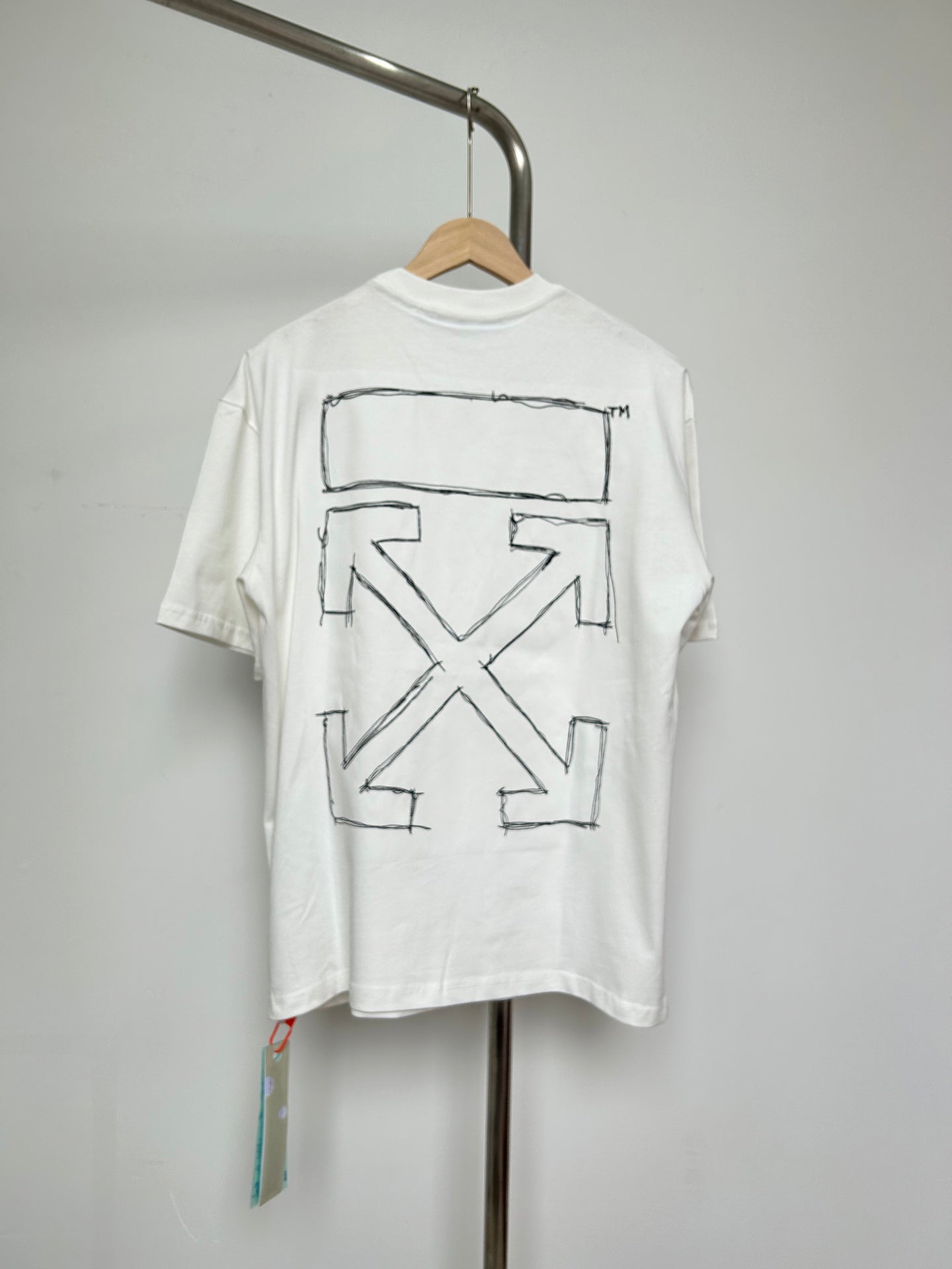 Off-white T-shirt with large back graphic X design