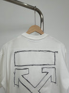 Off-white T-shirt back close view of outlined X chevron graphic