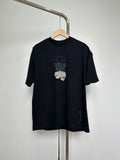 Graphic crewneck T-shirt in dark navy with large white face print on chest