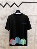 Black Louis Vuitton graphic T-shirt with multicolor pumpkin hem print