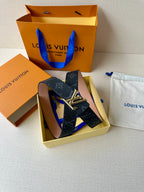 Louis Vuitton belt in box with dust bag, monogram strap and LV buckle