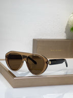 Bvlgari sunglasses with tortoise-brown frames and brown mirrored lenses, round cat-eye style