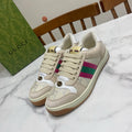 Cream Gucci unisex sneakers with striped side panel and logo detail